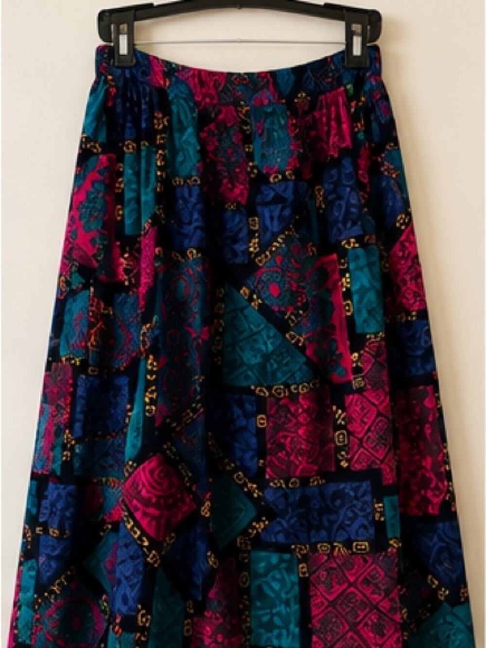 Vintage Alfred Dunner 16W Patchwork Midi Skirt Made USA 90s Boho